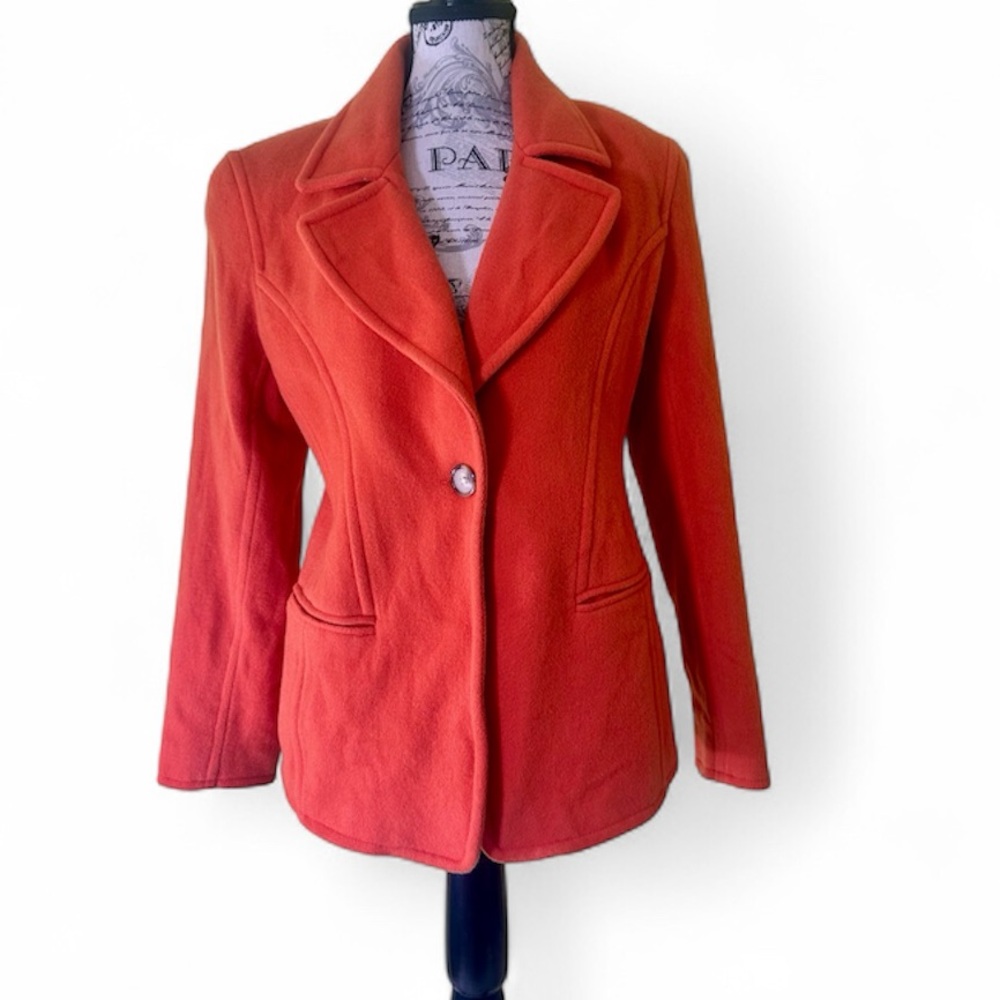 Vintage Wool Blazer Hugo Buscati Pumpkin Orange Size 6 Perfect for Fall